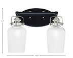 Easton Two Light Bath Bar in Matte Black & Brushed Nickel with 5" Clear Textured Shade