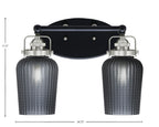 Easton Two Light Bath Bar in Matte Black & Brushed Nickel with 5" Smoke Textured Shade