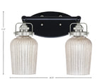 Easton Two Light Bath Bar in Matte Black & Brushed Nickel with 5" Silver Textured Shade