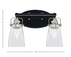 Easton Two Light Bath Bar in Matte Black & Brushed Nickel with 4.5" Square Clear Bubble Shade