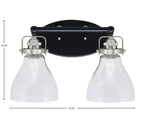 Easton Two Light Bath Bar in Matte Black & Brushed Nickel with 6.25" Clear Bubble Shade