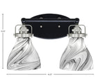 Easton Two Light Bath Bar in Matte Black & Brushed Nickel with 6.25" Onyx Swirl Shade