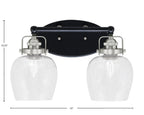 Easton Two Light Bath Bar in Matte Black & Brushed Nickel with 6" Clear Bubble Shade