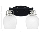 Easton Two Light Bath Bar in Matte Black & Brushed Nickel with 6" White Marble Shade