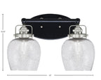 Easton Two Light Bath Bar in Matte Black & Brushed Nickel with 6" Smoke Bubble Shade