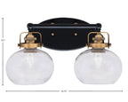 Easton Two Light Bath Bar in Matte Black & Brass with 7" Clear Bubble Shade