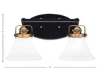 Easton Two Light Bath Bar in Matte Black & Brass with 7" White Muslin Shade