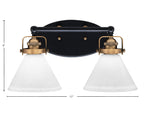 Easton Two Light Bath Bar in Matte Black & Brass with 7" White Muslin Shade