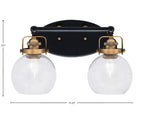 Easton Two Light Bath Bar in Matte Black & Brass with 5.75" Clear Bubble Shade