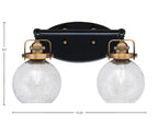 Easton Two Light Bath Bar in Matte Black & Brass with 5.75" Smoke Bubble Shade