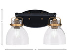 Easton Two Light Bath Bar in Matte Black & Brass with 6" Clear Bubble Shade