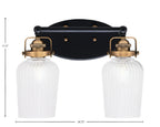 Easton Two Light Bath Bar in Matte Black & Brass with 5" Clear Textured Shade