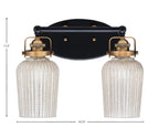 Easton Two Light Bath Bar in Matte Black & Brass with 5" Silver Textured Shade