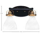 Easton Two Light Bath Bar in Matte Black & Brass with 6.25" White Marble Shade