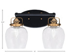 Easton Two Light Bath Bar in Matte Black & Brass with 6" Clear Bubble Shade