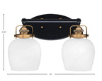 Easton Two Light Bath Bar in Matte Black & Brass with 6" White Marble Shade