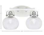 Easton Two Light Bath Bar in White & Brushed Nickel with 7" Clear Bubble Shade