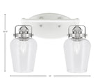 Easton Two Light Bath Bar in White & Brushed Nickel with 5" Clear Bubble Shade
