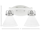 Easton Two Light Bath Bar in White & Brushed Nickel with 7" White Muslin Shade