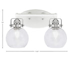 Easton Two Light Bath Bar in White & Brushed Nickel with 5.75" Clear Bubble Shade