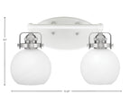 Easton Two Light Bath Bar in White & Brushed Nickel with 5.75" White Marble Shade
