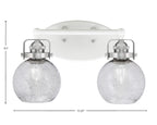 Easton Two Light Bath Bar in White & Brushed Nickel with 5.75" Smoke Bubble Shade