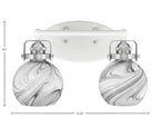 Easton Two Light Bath Bar in White & Brushed Nickel with 5.75" Onyx Swirl Shade