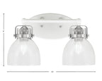 Easton Two Light Bath Bar in White & Brushed Nickel with 6" Clear Bubble Shade