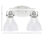 Easton Two Light Bath Bar in White & Brushed Nickel with 6.25" Clear Bubble Shade