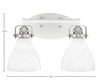 Easton Two Light Bath Bar in White & Brushed Nickel with 6.25" White Marble Shade