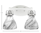 Easton Two Light Bath Bar in White & Brushed Nickel with 6.25" Onyx Swirl Shade