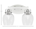 Easton Two Light Bath Bar in White & Brushed Nickel with 6" Clear Bubble Shade
