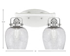 Easton Two Light Bath Bar in White & Brushed Nickel with 6" Smoke Bubble Shade
