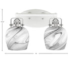 Easton Two Light Bath Bar in White & Brushed Nickel with 6" Onyx Swirl Shade