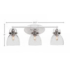 Easton Three Light Bath Bar in White & Brushed Nickel with 6" Clear Bubble Shade