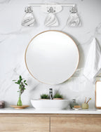 Easton Three Light Bath Bar in White & Brushed Nickel with 6.25" Onyx Swirl Shade