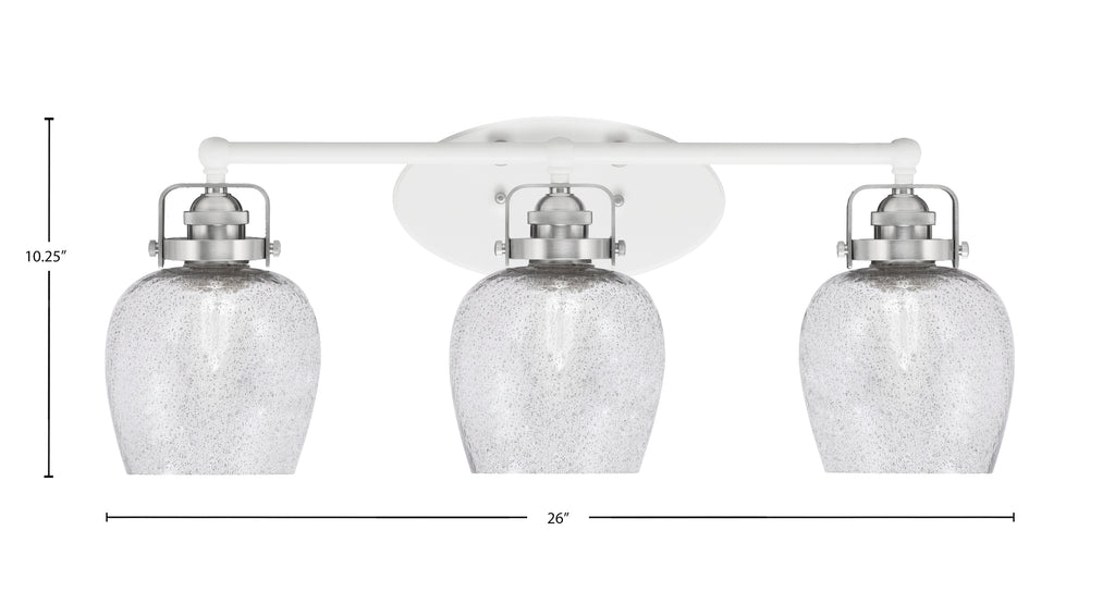 Easton Three Light Bath Bar in White & Brushed Nickel with 6" Smoke Bubble Shade