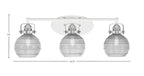 Easton Three Light Bath Bar in White & Brushed Nickel with 6" Clear Ribbed Shade