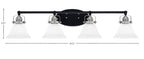 Easton Four Light Bath Bar in Matte Black & Brushed Nickel with 7" White Muslin Shade