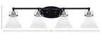 Easton Four Light Bath Bar in Matte Black & Brushed Nickel with 7" White Muslin Shade