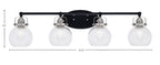 Easton Four Light Bath Bar in Matte Black & Brushed Nickel with 5.75" Clear Bubble Shade