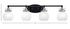 Easton Four Light Bath Bar in Matte Black & Brushed Nickel with 5.75" White Marble Shade