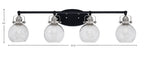 Easton Four Light Bath Bar in Matte Black & Brushed Nickel with 5.75" Smoke Bubble Shade