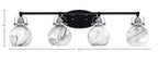 Easton Four Light Bath Bar in Matte Black & Brushed Nickel with 5.75" Onyx Swirl Shade