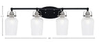 Easton Four Light Bath Bar in Matte Black & Brushed Nickel with 5" Clear Textured Shade