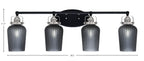 Easton Four Light Bath Bar in Matte Black & Brushed Nickel with 5" Smoke Textured Shade