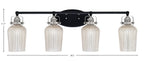 Easton Four Light Bath Bar in Matte Black & Brushed Nickel with 5" Silver Textured Shade