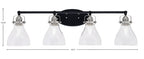 Easton Four Light Bath Bar in Matte Black & Brushed Nickel with 6.25" Clear Bubble Shade