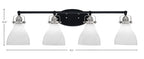 Easton Four Light Bath Bar in Matte Black & Brushed Nickel with 6.25" White Marble Shade