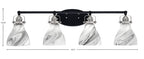 Easton Four Light Bath Bar in Matte Black & Brushed Nickel with 6.25" Onyx Swirl Shade